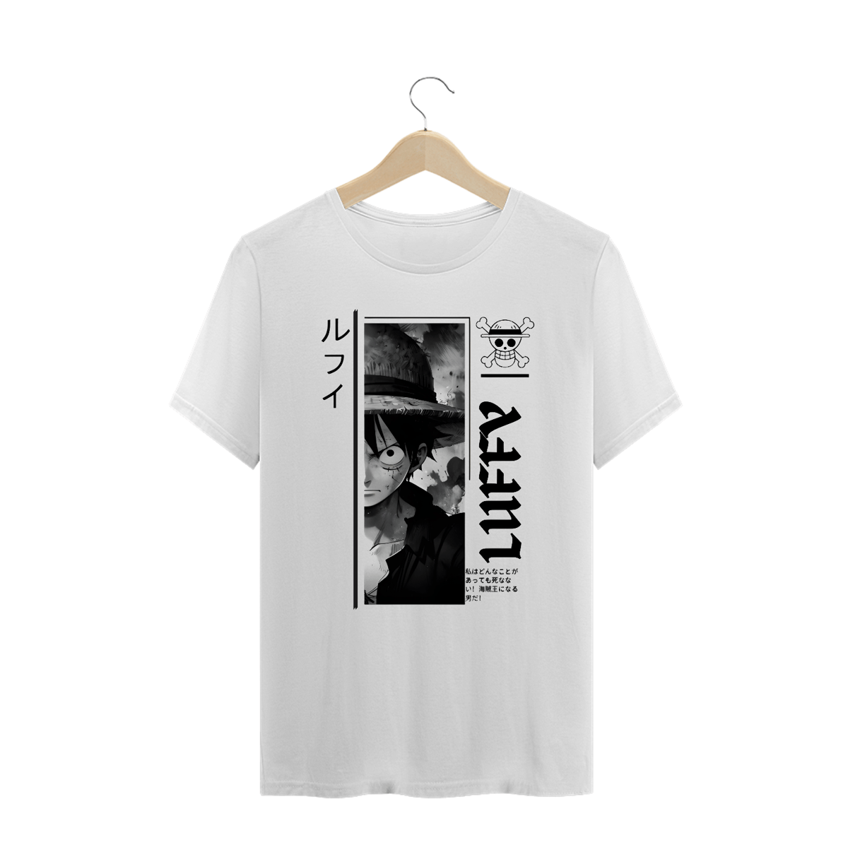 Nome do produto: One Piece - T-Shirt Plus Size Branca Luffy I