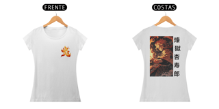 Nome do produto Demon Slayer - Baby Look Branca Frente/Costas Rengoku