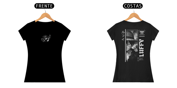 One Piece - Baby Look Preta Frente/Costas  Luffy I