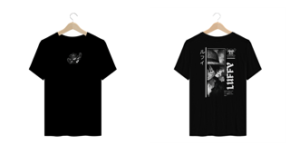 One Piece - T-Shirt Plus Size Preta Frente/Costas Luffy I