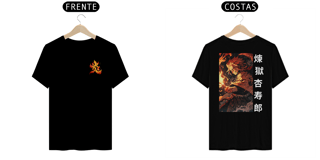 Nome do produto Demon Slayer - T-Shirt Preta Frente/Costas Rengoku