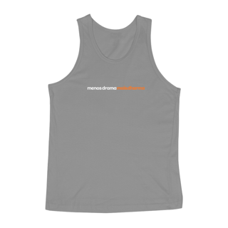 Nome do produto Menos drama, mais Dharma - Regata preta/cinza mescla
