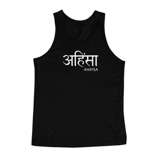 Nome do produto Ahimsa - Regata Masculina - Escrito Branco
