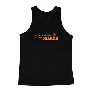 Nome do produto Menos drama, mais Dharma - Regata preta/cinza mescla