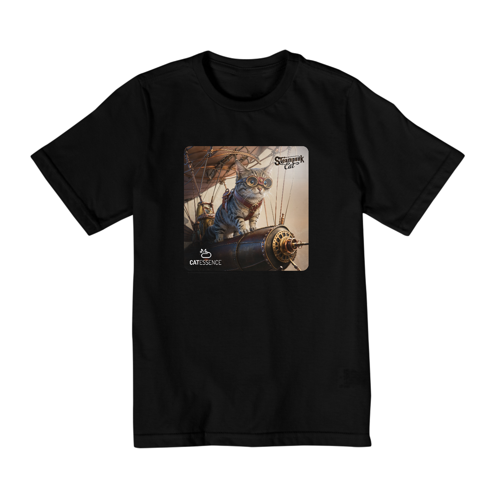 Camiseta Quality Infantil (10-14) STEAMPUNK CAT