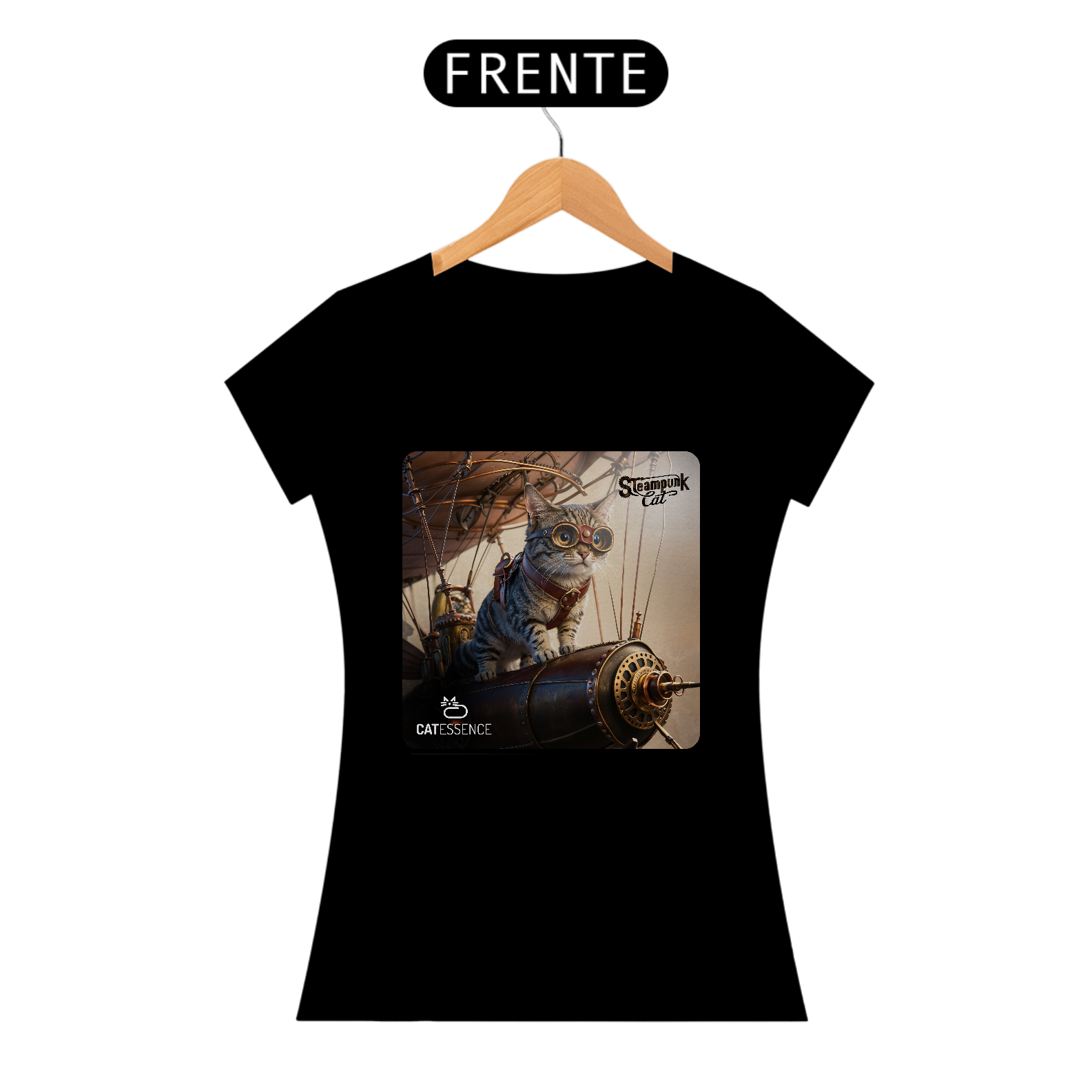 Camiseta Baby Long Quality STEAMPUNK CAT