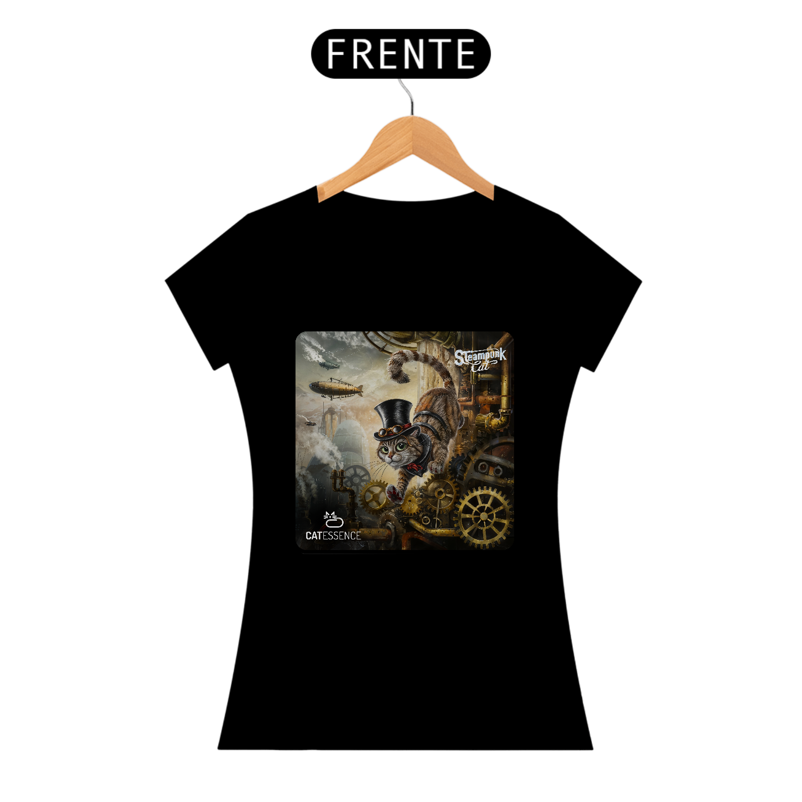 Camiseta Baby Long Quality STEAMPUNK CAT