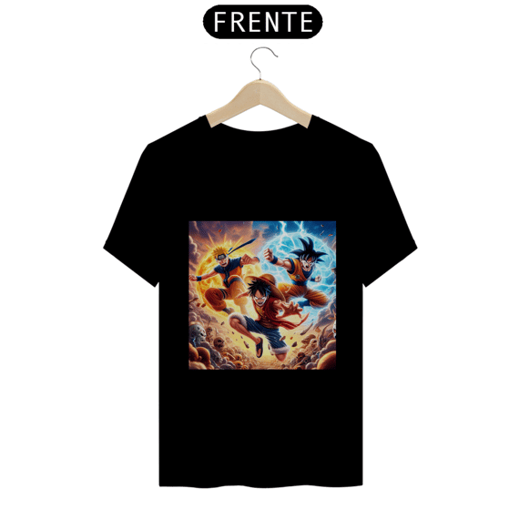 T-Shirt Luffy, Naruto e Goku