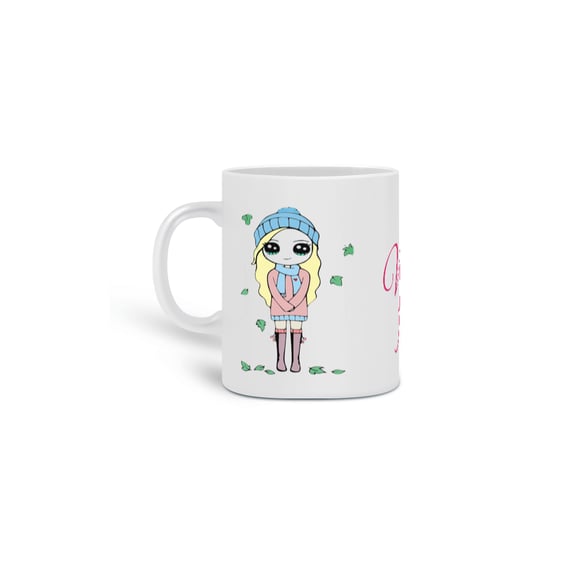 Caneca Fofa com bonequinha e frase: Vida Fofa!