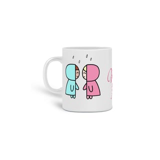 Nome do produto Caneca Fofa com bonequinha e desenho fofo de casal e frase: Vida Fofa!