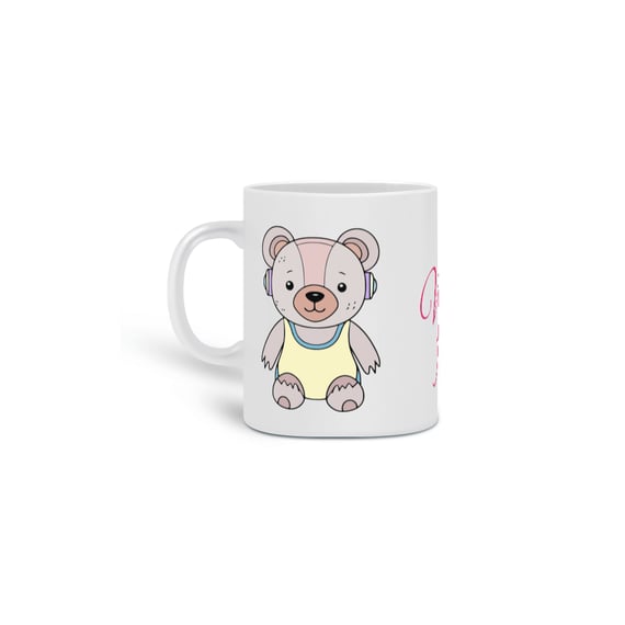 Caneca Fofa de ursinho com a frase: Vida Fofa! 