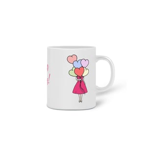 Nome do produto Caneca Fofa com bonequinha e desenho fofo de casal e frase: Vida Fofa!
