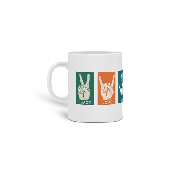 Caneca Peace, love and art