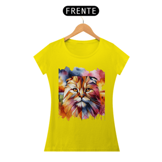 Nome do produto Camiseta feminina Scottish Fold - Coleção Aquarela