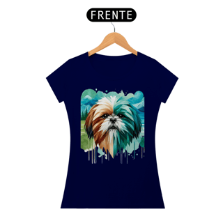 Nome do produto Camiseta feminina Shih Tzu - Coleção Aquarela