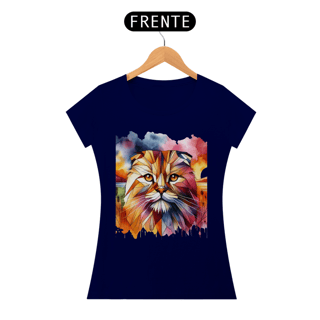Nome do produto Camiseta feminina Scottish Fold - Coleção Aquarela