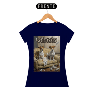 Nome do produto Camiseta feminina Jack Russel Gêmeos - Coleção Signos