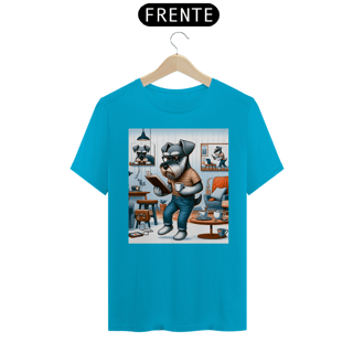 Nome do produto Camiseta Masculina Schnauzer lendo