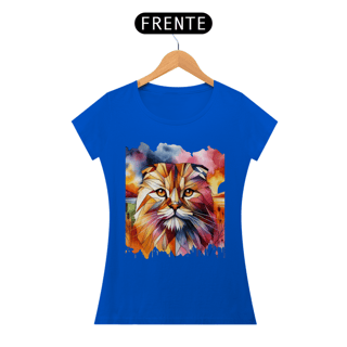Nome do produto Camiseta feminina Scottish Fold - Coleção Aquarela