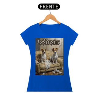 Nome do produto Camiseta feminina Jack Russel Gêmeos - Coleção Signos