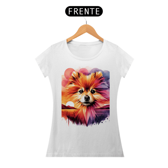 Camiseta feminina Lulu da Pomerânia - Coleção Aquarela