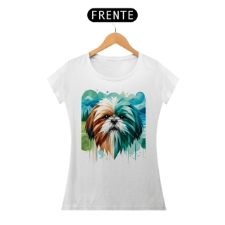 Nome do produto Camiseta feminina Shih Tzu - Coleção Aquarela