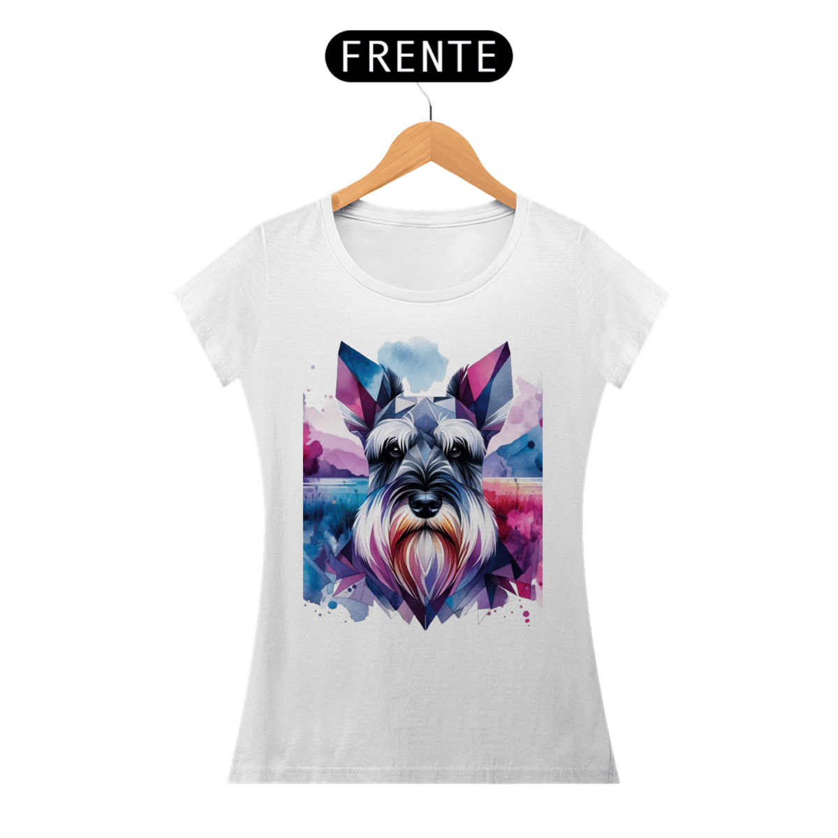 Nome do produto: Camiseta Feminina Schnauzer Aquarela