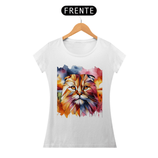 Nome do produto Camiseta feminina Scottish Fold - Coleção Aquarela