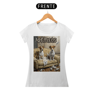 Nome do produto Camiseta feminina Jack Russel Gêmeos - Coleção Signos