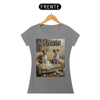 Nome do produto Camiseta feminina Jack Russel Gêmeos - Coleção Signos