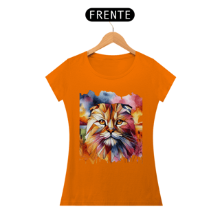 Nome do produto Camiseta feminina Scottish Fold - Coleção Aquarela