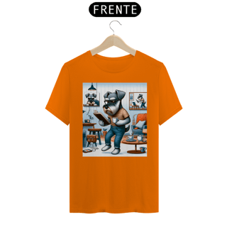 Nome do produto Camiseta Masculina Schnauzer lendo