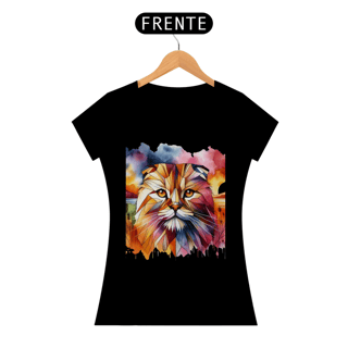 Nome do produto Camiseta feminina Scottish Fold - Coleção Aquarela