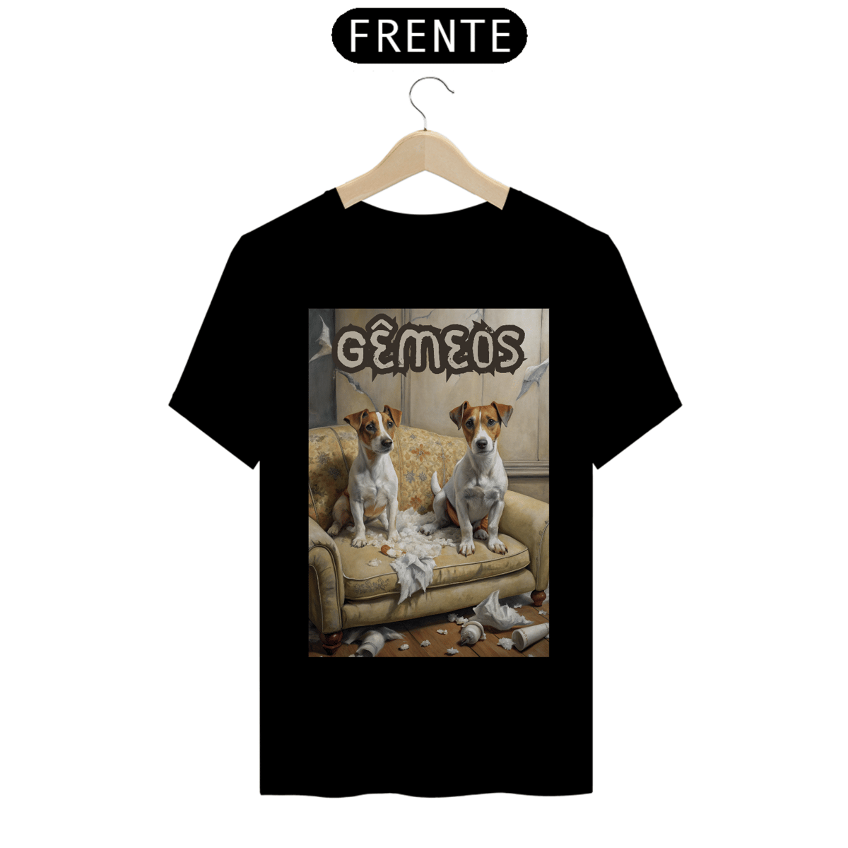 Nome do produto: Camiseta masculina Jack russel Gêmes - Coleção Signos