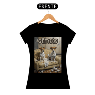 Nome do produto Camiseta feminina Jack Russel Gêmeos - Coleção Signos
