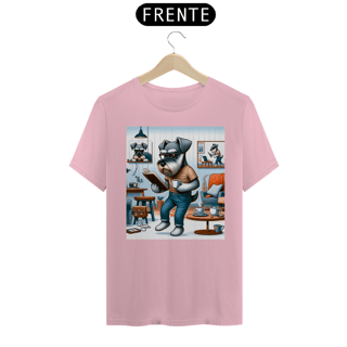 Nome do produto Camiseta Masculina Schnauzer lendo