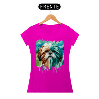 Nome do produto Camiseta feminina Shih Tzu - Coleção Aquarela