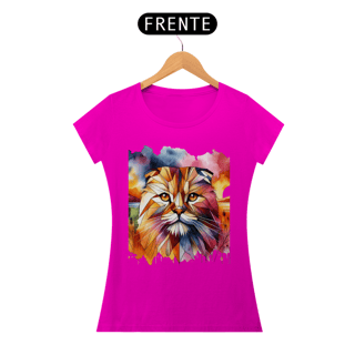 Nome do produto Camiseta feminina Scottish Fold - Coleção Aquarela