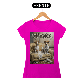 Nome do produto Camiseta feminina Jack Russel Gêmeos - Coleção Signos