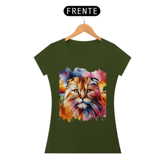 Nome do produto Camiseta feminina Scottish Fold - Coleção Aquarela