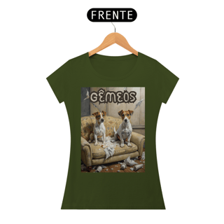 Nome do produto Camiseta feminina Jack Russel Gêmeos - Coleção Signos