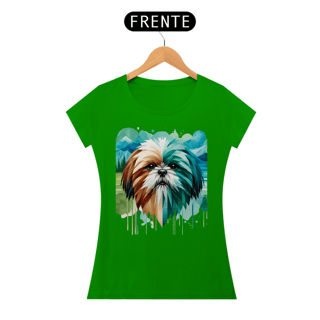 Nome do produto Camiseta feminina Shih Tzu - Coleção Aquarela