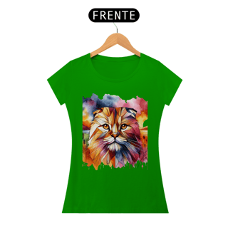 Nome do produto Camiseta feminina Scottish Fold - Coleção Aquarela