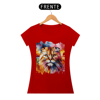 Nome do produto Camiseta feminina Scottish Fold - Coleção Aquarela
