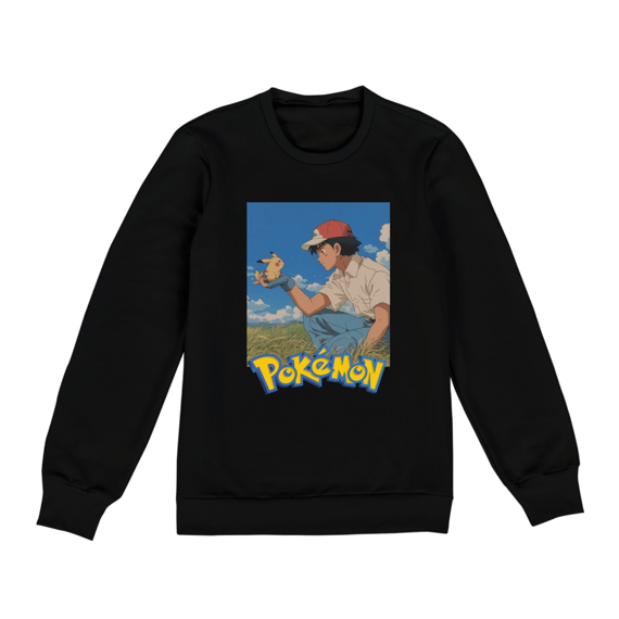 MOLETOM POKÉMON UNISSEX ASH & PIKACHU GHIBLI