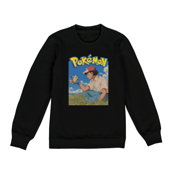 MOLETOM POKÉMON UNISSEX ASH & PIKACHU GHIBLI
