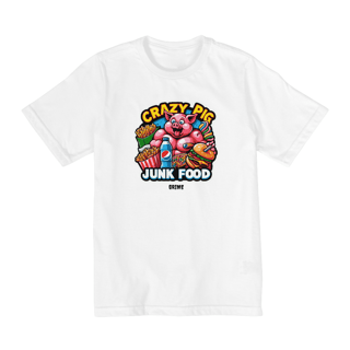 Nome do produto T-Shirt Clássica - Infantil - 2 a 8 anos - CrAzY PiG JuNk FoOd