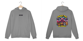 Nome do produto Moletom Canguru - CrAzY PiG JuNk FoOd - Impressão em DTF