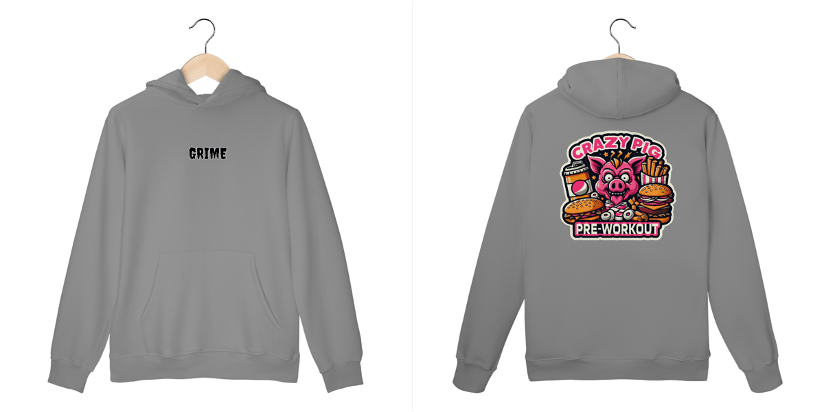 Nome do produto: Moleton Canguru - CrAzY PiG JuNk FoOd - Impressão em DTF