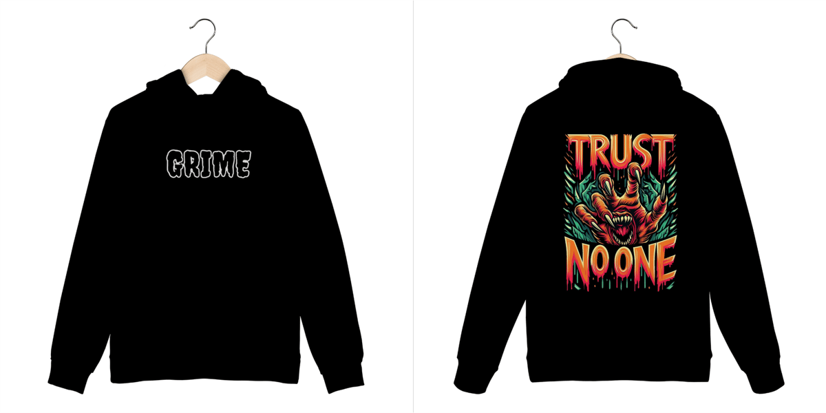 Nome do produto: Moletom Canguru - Trust No One - Mão - Impressão em DTF
